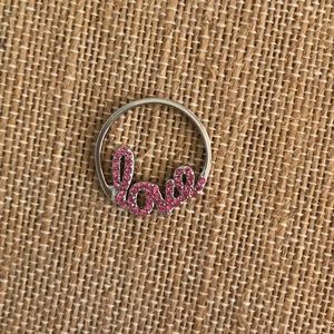 Origami owl large silver & pink love window plate